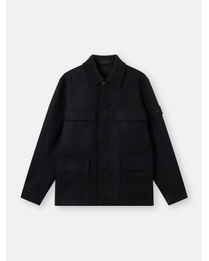Stone Island Q100033 Panno Lana Nylon S. I. Ghost - Negro