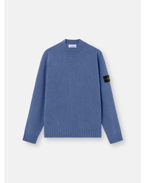 Stone Island 5100005 Moss Stitch Cotton Chenille - Blue