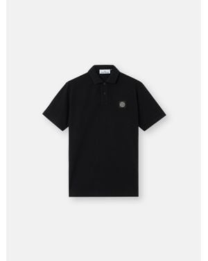 Stone Island 2200008 Organic Cotton Piqué With Stretch - Black