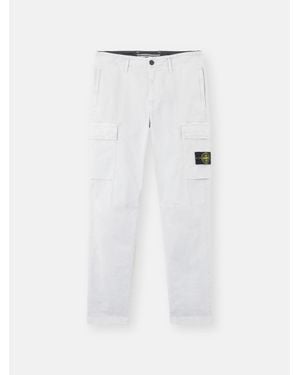 Stone Island 3100304 Stretch Organic Broken Twill Cotton 'Old' Effect - Bianco