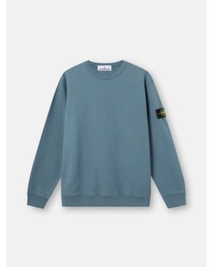 Stone Island 6100049 Brushed Organic Cotton Fleece - Azul