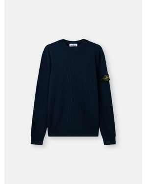 Stone Island 5100154 Ribbed Soft Organic Cotton - Blau