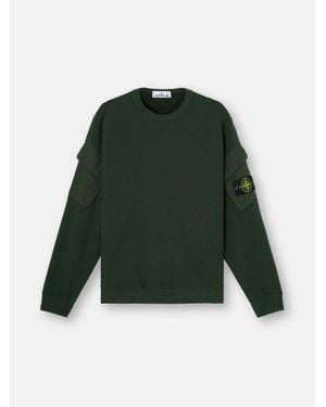 Stone Island 6100008 Brushed Organic Cotton Fleece - Grün