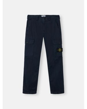Stone Island 3100011 Organic Cotton Stretch Broken Twill 'Old' Effect - Blue