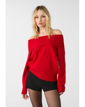 Stradivarius Maglia Con Spalle Scoperte - Rosso