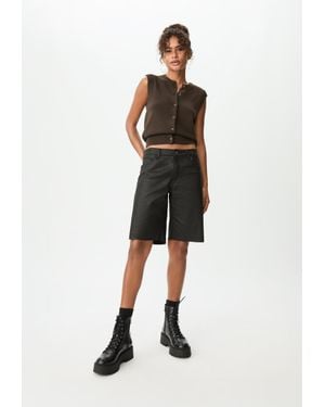 Stradivarius Bermuda Jort Incerata - Nero