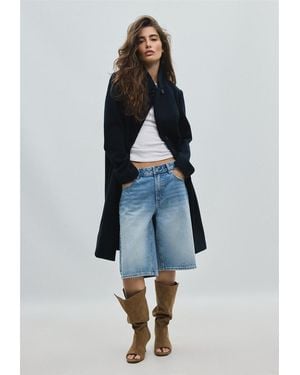 Stradivarius Cappotto Dritto Morbido Al Tatto - Blu