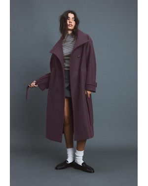 Stradivarius Cappotto Lungo Collo Alto Morbido - Grigio