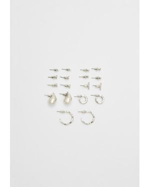 Stradivarius Set 9 Orecchini Mini Goccia - Bianco