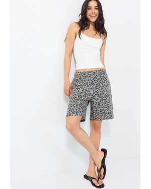 Stradivarius Bermuda Felpa Stampa - Grigio