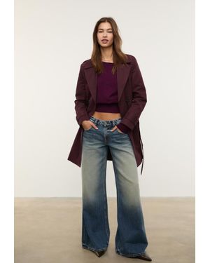 Stradivarius Trench Basico Regolare Cintura - Blu