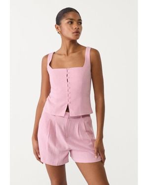 Stradivarius Shorts Fluidi Con Lino - Rosa