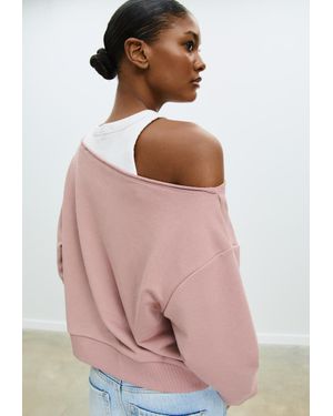Stradivarius Felpa Grafica Spalle Scoperte - Rosa