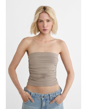 Stradivarius Top A Fascia Con Risvolto Effetto Arricciato - Grigio