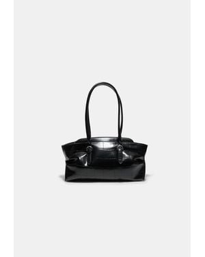 Stradivarius City Bag Effetto Coccodrillo Con Fibbie - Nero
