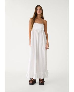 Stradivarius Vestito Lungo Di Popeline - Bianco