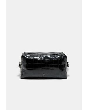 Stradivarius Borsa A Tracolla Rettangolare Effetto Cocco - Nero