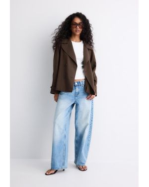 Stradivarius Trench Corto Morbido Cintura - Blu