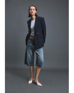 Stradivarius Blazer Attillato A Righe - Grigio