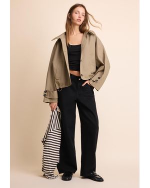 Stradivarius Trench Corto Oversize Con Cappuccio - Neutro
