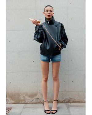 Stradivarius Giacca Biker Oversize - Grigio