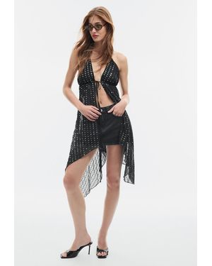 Stradivarius Top Fluido Con Paillette - Nero