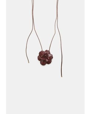 Stradivarius Collana Con Cordino E Fiore - Bianco
