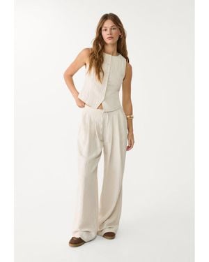 Stradivarius Pantaloni Testurizzati Con Laccio - Neutro