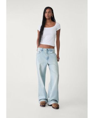 Stradivarius Maglietta Scollo Quadrato - Blu