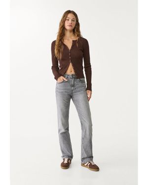 Stradivarius D98 Jeans Straight Effetto Vintage - Bianco