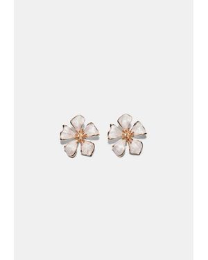 Stradivarius Orecchino Fiore Smaltato - Bianco