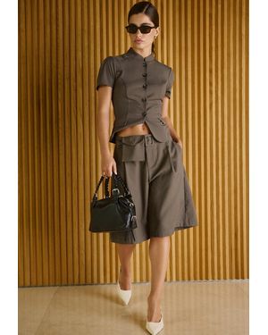 Stradivarius Bermuda Eleganti Con Cintura - Marrone