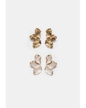 Stradivarius Set 2 Orecchini Mini A Ventaglio - Bianco