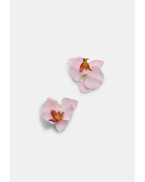 Stradivarius Set Di 2 Clip Per Pelliccia Con Fiore Di Orchidea - Bianco