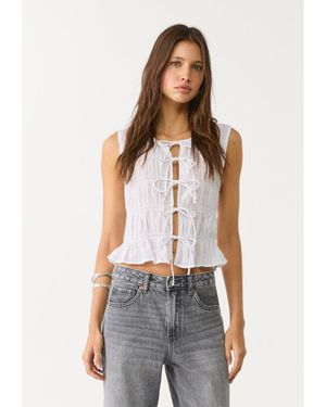 Stradivarius Top Arricciato Con Lacci - Bianco