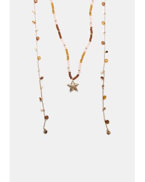 Stradivarius Set Di 2 Collane Con Perline E Stella - Neutro
