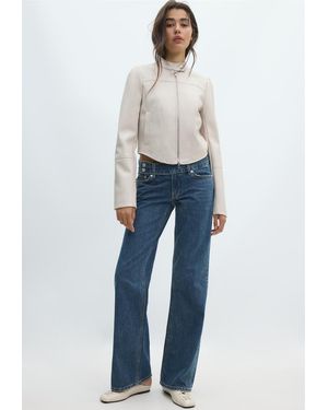 Stradivarius Giubbotto Biker Cropped - Blu