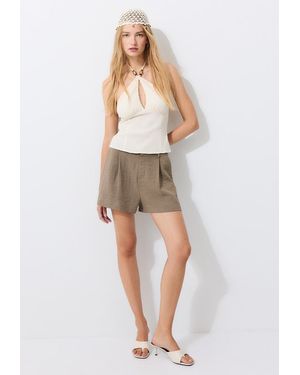 Stradivarius Top Regular Con Dettaglio Perline - Neutro
