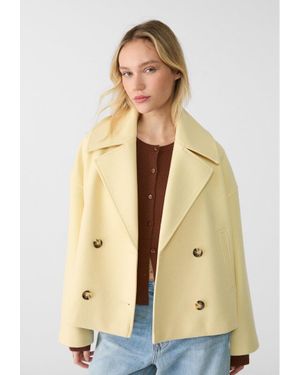 Stradivarius Cappotto Corto Incrociato - Neutro