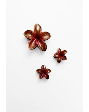 Stradivarius Set Di 3 Fermagli Per Capelli A Forma Di Fiore - Rosso