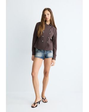 Stradivarius Blazer Con Bottoni Incisi - Marrone