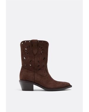 Stradivarius Stivaletti Cowboy Traforati Finta Pelle - Marrone