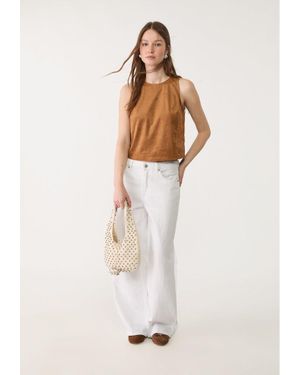 Stradivarius Top Stile Canotta Effetto Scamosciato - Marrone