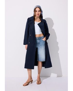 Stradivarius Trench Morbido Lungo - Blu