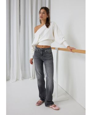 Stradivarius D98 Jeans Straight Effetto Vintage - Grigio