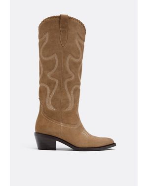 Stradivarius Stivali Con Tacco Stile Cowboy - Marrone