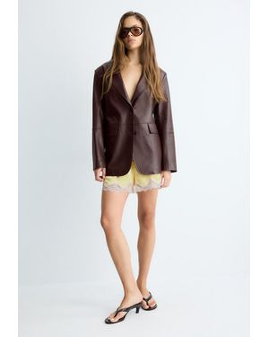 Stradivarius Blazer Effetto Pelle - Marrone