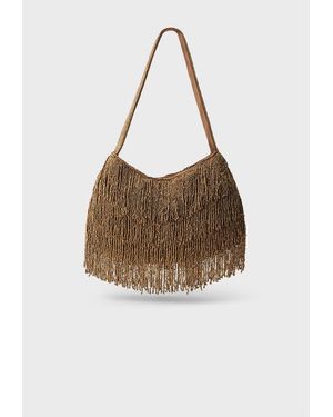 Stradivarius Borsa A Spalla Con Frange E Perline - Marrone