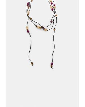Stradivarius Collana Con Cordini E Perline - Nero
