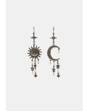 Stradivarius Orecchini Asimmetrici Sole E Luna - Bianco
